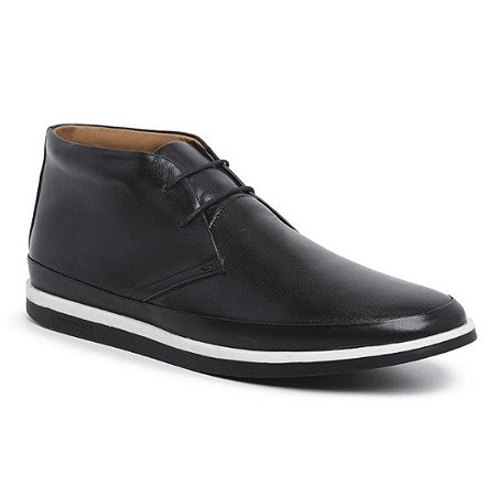 Bota Casual Masculina em Couro Legítimo Preto